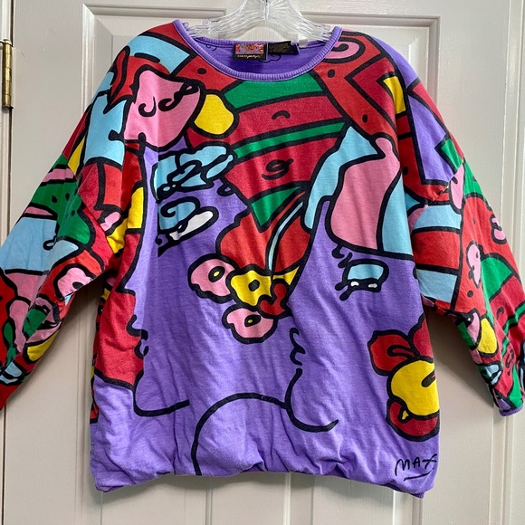 RARE 1987 Vintage Peter Max Neomax double sided/reversable puffy sweatshirt - Picture 1 of 11